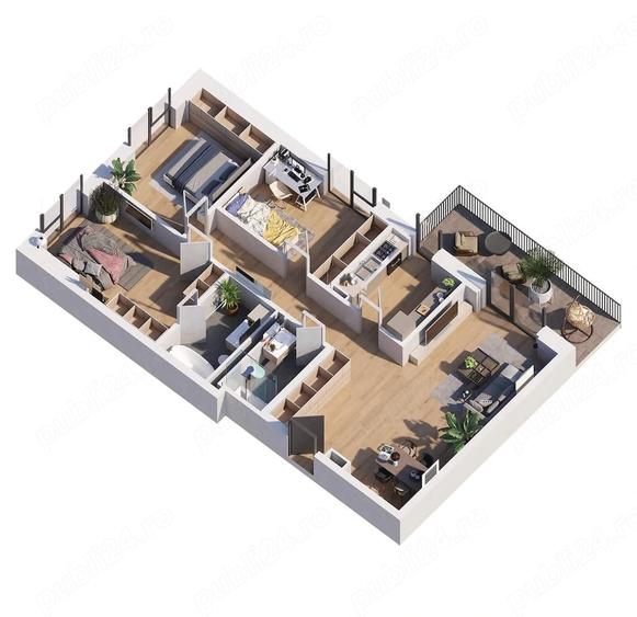 Apartament cu 4 camere decomandat în Titan