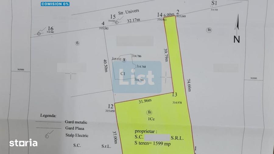 Teren de 1599 mp, în Central