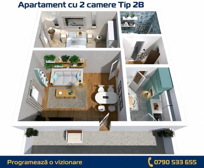 Apartament cu 2 camere decomandat în C5