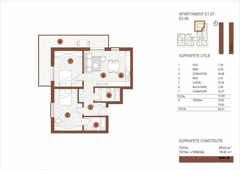 Apartament cu 3 camere semidecomandat în Lacul Tei