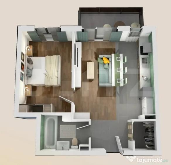 Apartament 2 camere, bloc nou, semifinisat, 50 mp, zona Vivo - 1