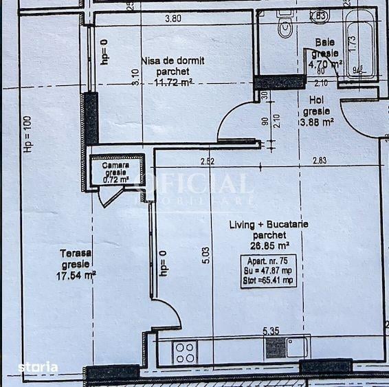 Apartament cu 2 camere semidecomandat în Florești