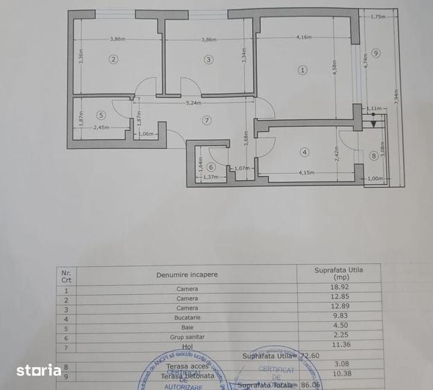 Apartament cu 3 camere în Central