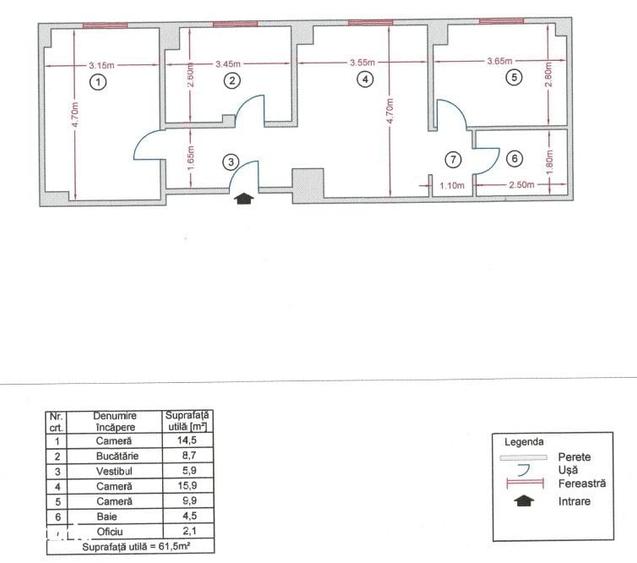 Apartament cu 3 camere decomandat în Gara de Nord