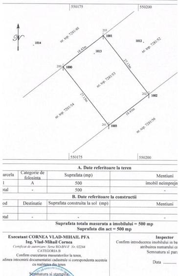 Teren Construcții intravilan de 500 mp, în Noua