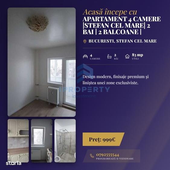 Apartament cu 4 camere semidecomandat în Ștefan cel Mare