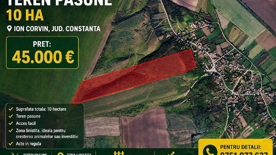 Teren extravilan de 100000 mp, în Ion Corvin