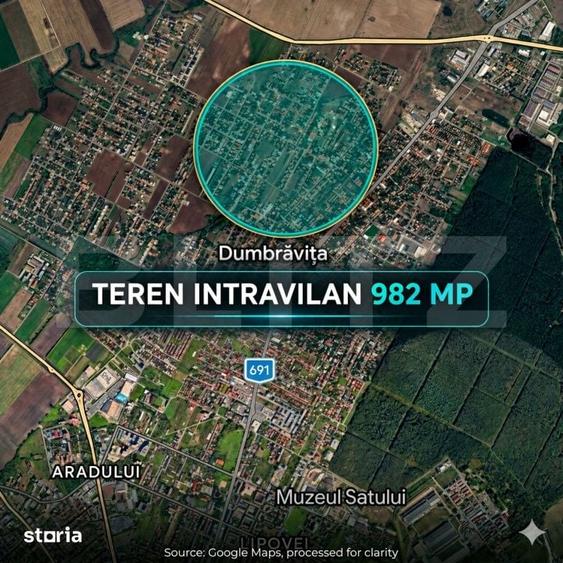 Teren de 982 mp, în Dumbrăvița
