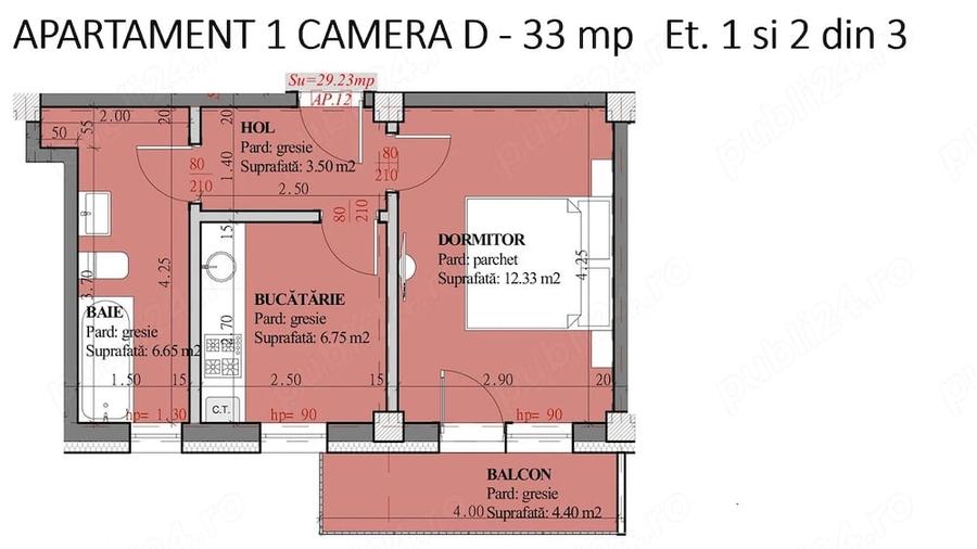Apartament cu 3 camere decomandat în Tomești