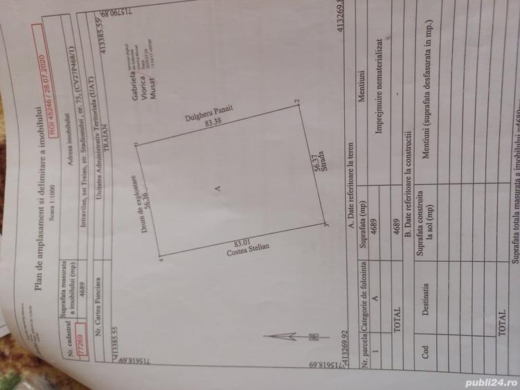 Teren de 7500 mp, în Traian