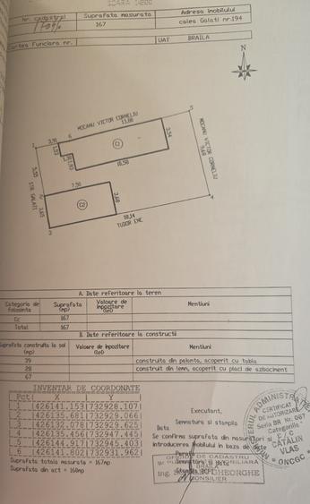 Teren Construcții intravilan de 167 mp, în Calea Galați