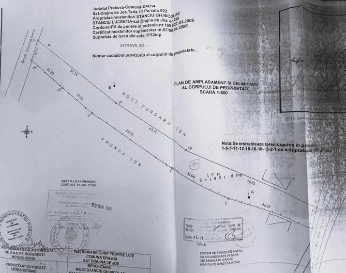 Teren de 1898 mp, în Drajna