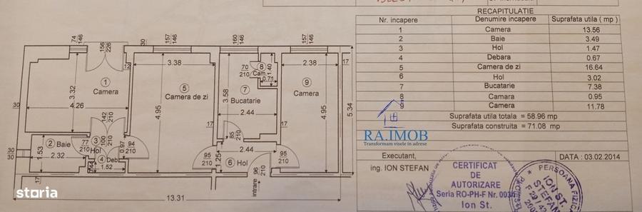 Apartament cu 3 camere semidecomandat în Ultracentral