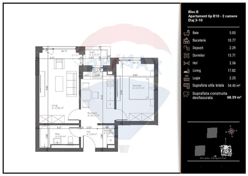 Apartament cu 2 camere decomandat în Răcădău
