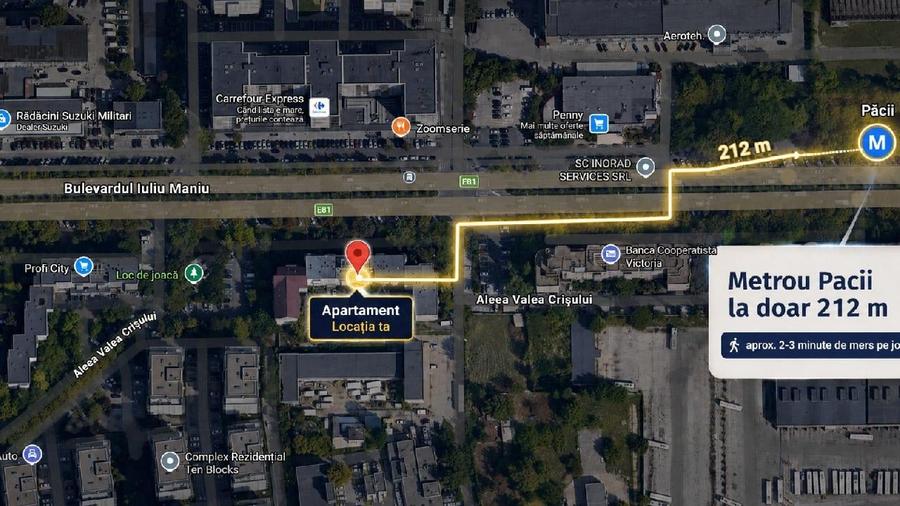 Apartament cu 3 camere decomandat în Sud