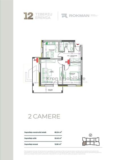 Apartament cu 2 camere decomandat, mobilat în Tractorul