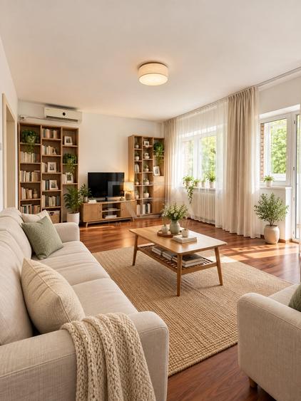 Apartament cu 3 camere semidecomandat, mobilat în Basarabia