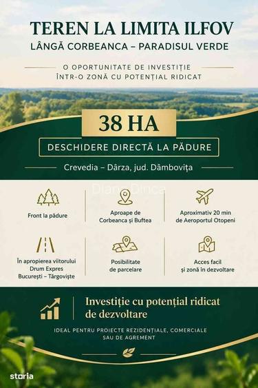Teren Investitie 38 Ha Crevedia / Darza Limita Ilfov 24 /Mp