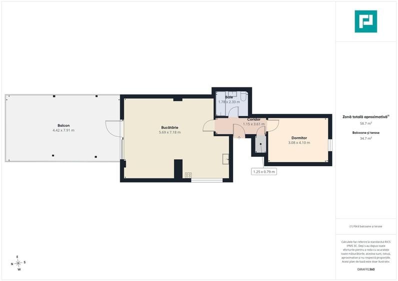 Apartament cu 2 camere decomandat în Confecții