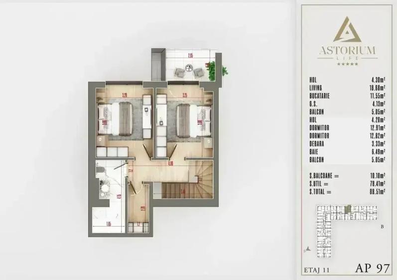 Apartament cu 3 camere decomandat în 1 Decembrie 1918