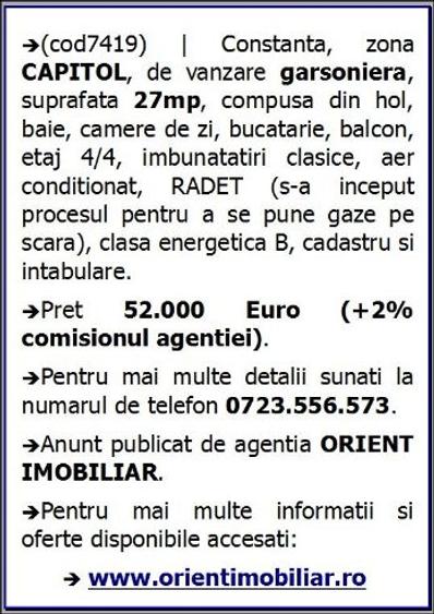 Capitol, garsoniera, 27mp, vanzari Constanta - 7