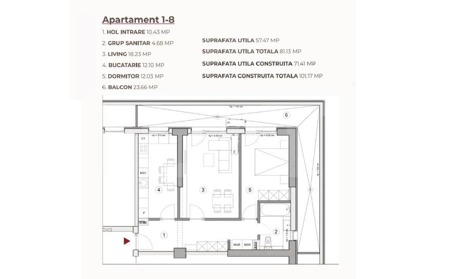 Apartament cu 2 camere decomandat în Craiovița Nouă