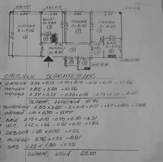 Apartament cu 3 camere decomandat în Mărăști