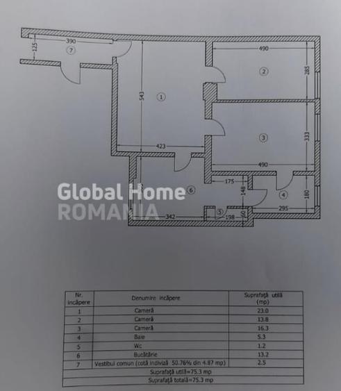 Apartament cu 3 camere semidecomandat în Universitate