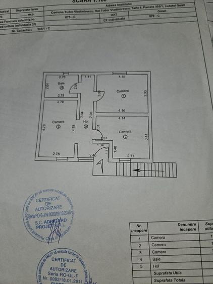 Casă cu 3 camere cu Canalizare în Tudor Vladimirescu