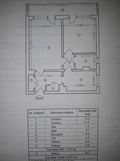 Apartament cu 2 camere decomandat în Nicolina