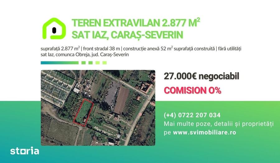 Teren de 2877 mp, în Obreja