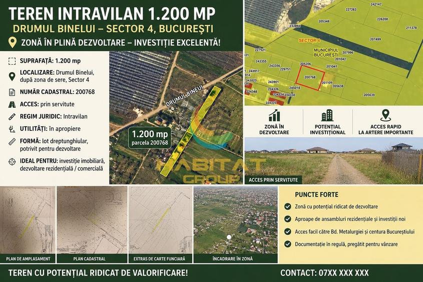 Teren Construcții intravilan de 1200 mp, în Metalurgiei