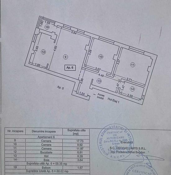 Apartament cu 3 camere, mobilat în Km 4