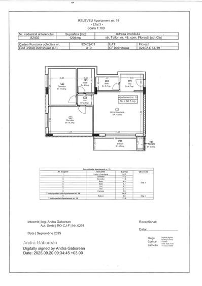 Apartament cu 3 camere semidecomandat în Florești