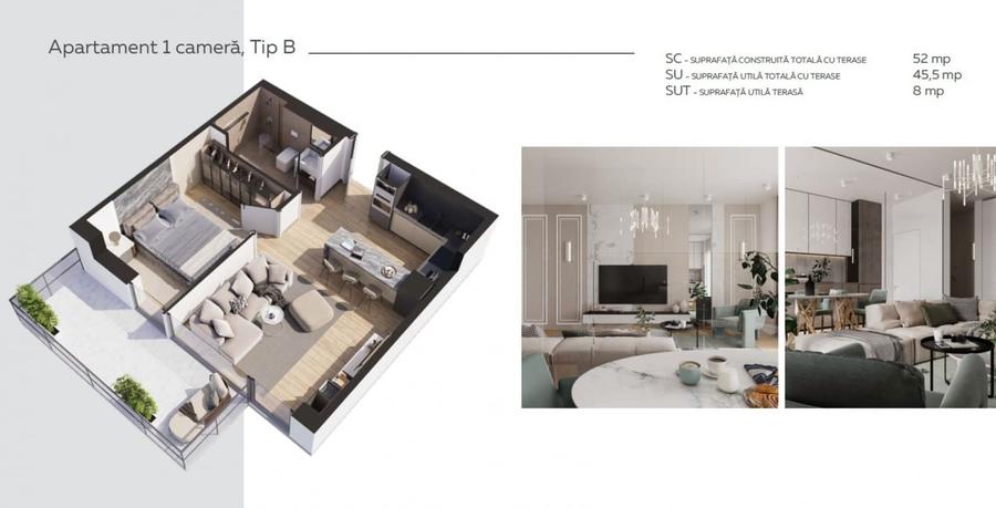 Apartament cu 2 camere în Aviației