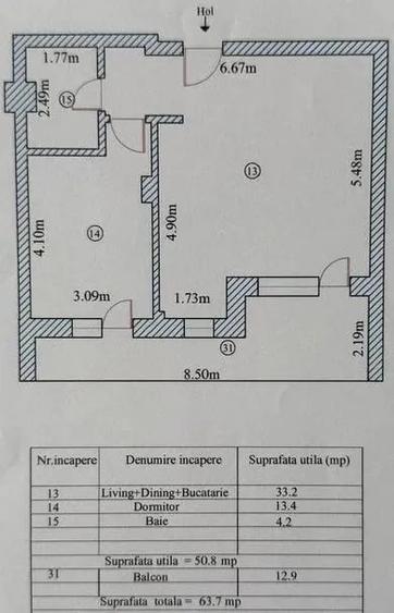 Apartament cu 2 camere decomandat în Palazu Mare