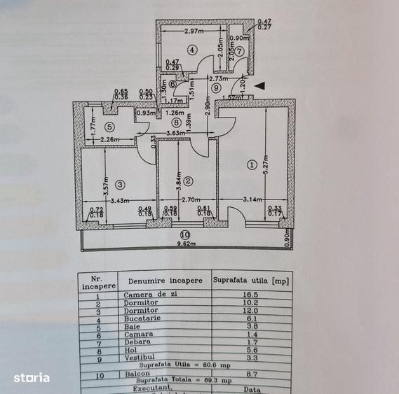 Apartament cu 3 camere decomandat în Tei