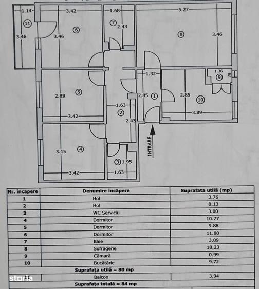 Apartament cu 4 camere decomandat în Central