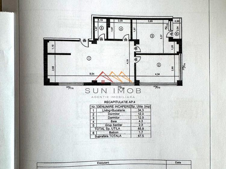Apartament cu 3 camere, mobilat în Central