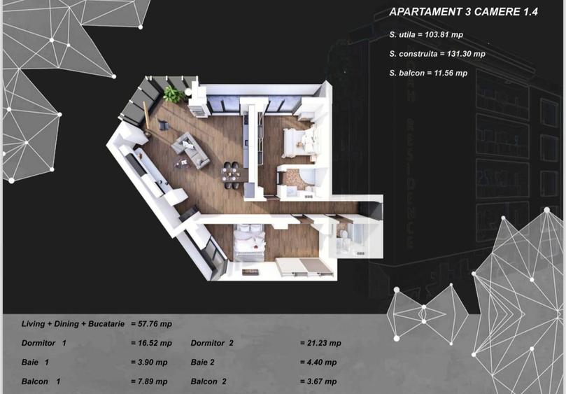 Apartament cu 3 camere decomandat în Tomis Plus