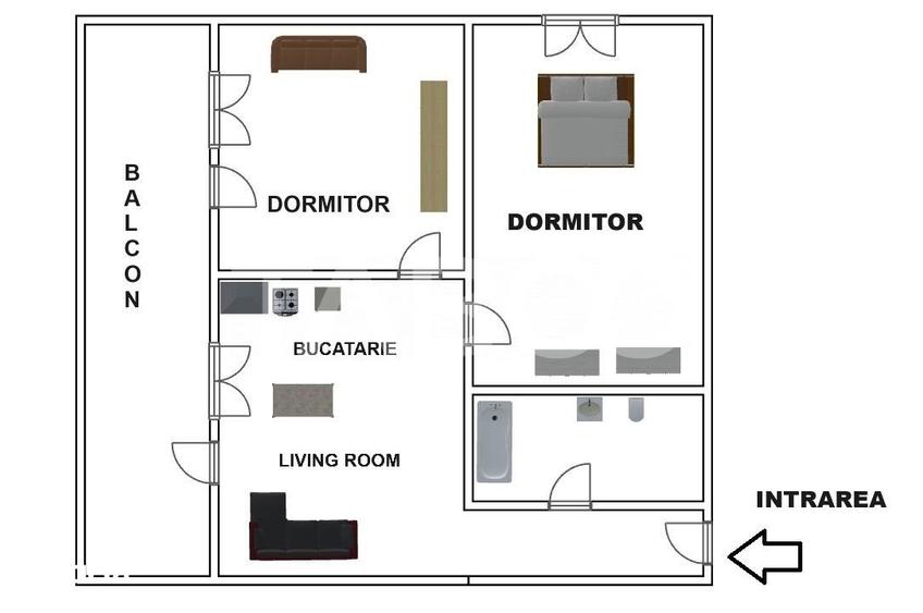 Apartament cu 3 camere decomandat, mobilat în Industrial Vest