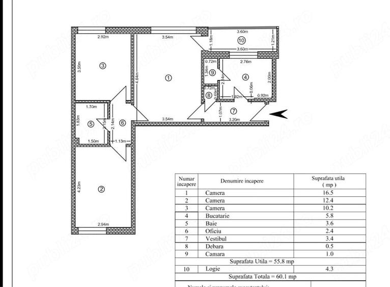 Apartament cu 3 camere semidecomandat în Nicolae Grigorescu