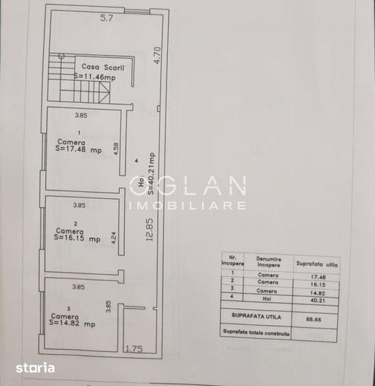 Apartament 3 camere, 88 mp utili, etaj 1, zona Turnisor - 5