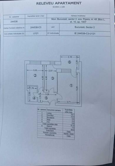 Apartament cu 2 camere decomandat în Pipera