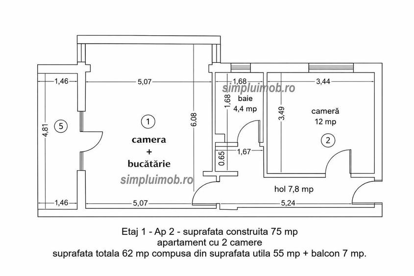 Ultracentral Mantuleasa Universiate 2 Camere - 4