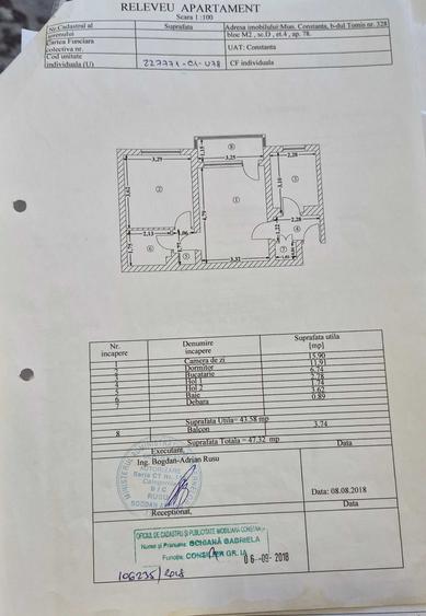 Apartament cu 2 camere semidecomandat în Central