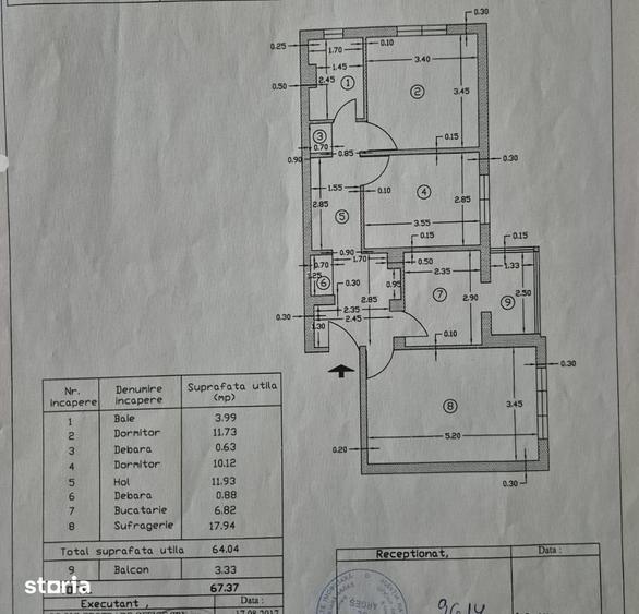 Apartament cu 3 camere decomandat în Central