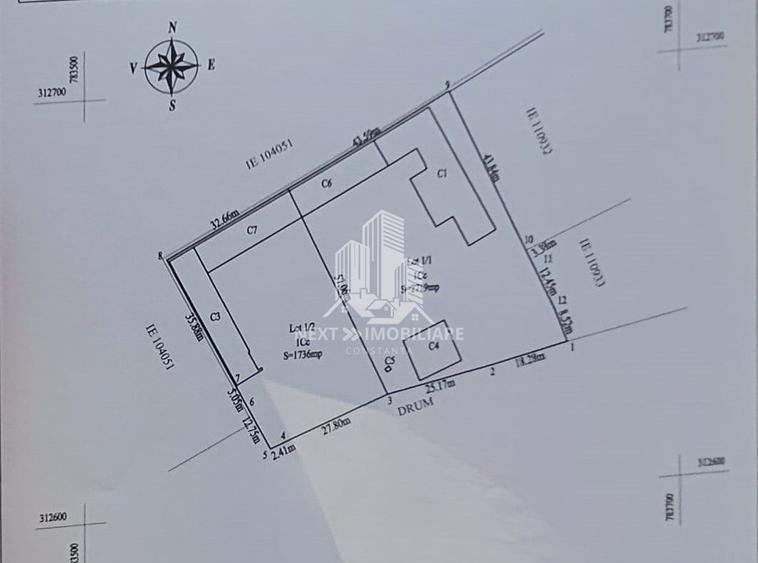 Teren Construcții intravilan de 1736 mp, în Exterior Nord