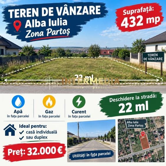 Teren Construcții intravilan de 432 mp, în Partoș