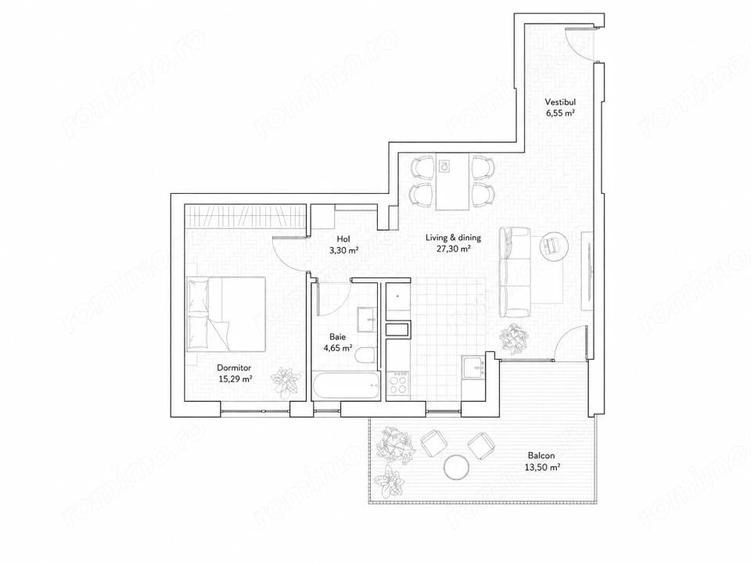 Apartament cu 2 camere în Sud